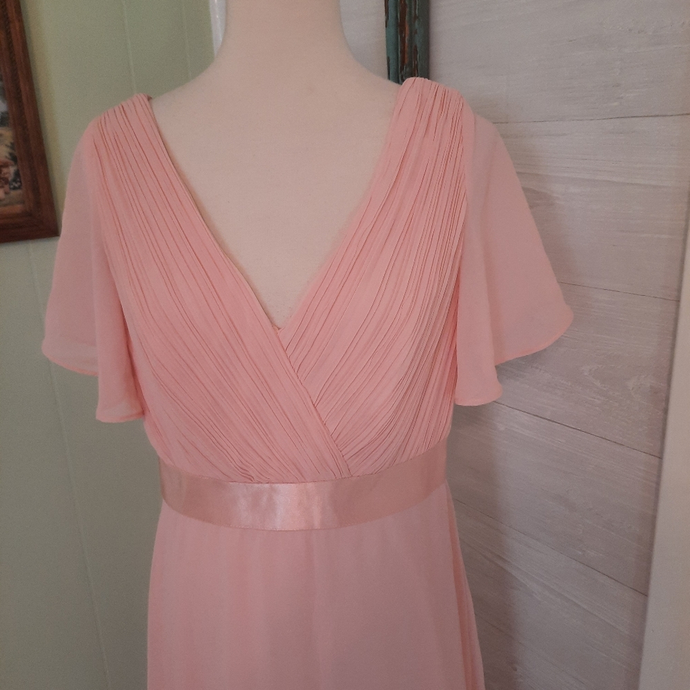 Blush chiffon aline evening gown dress sz 12 NWT *U - Picture 7 of 7